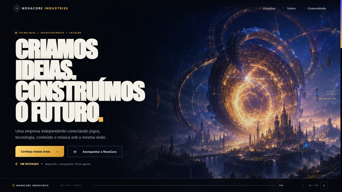 Página inicial da NovaCore