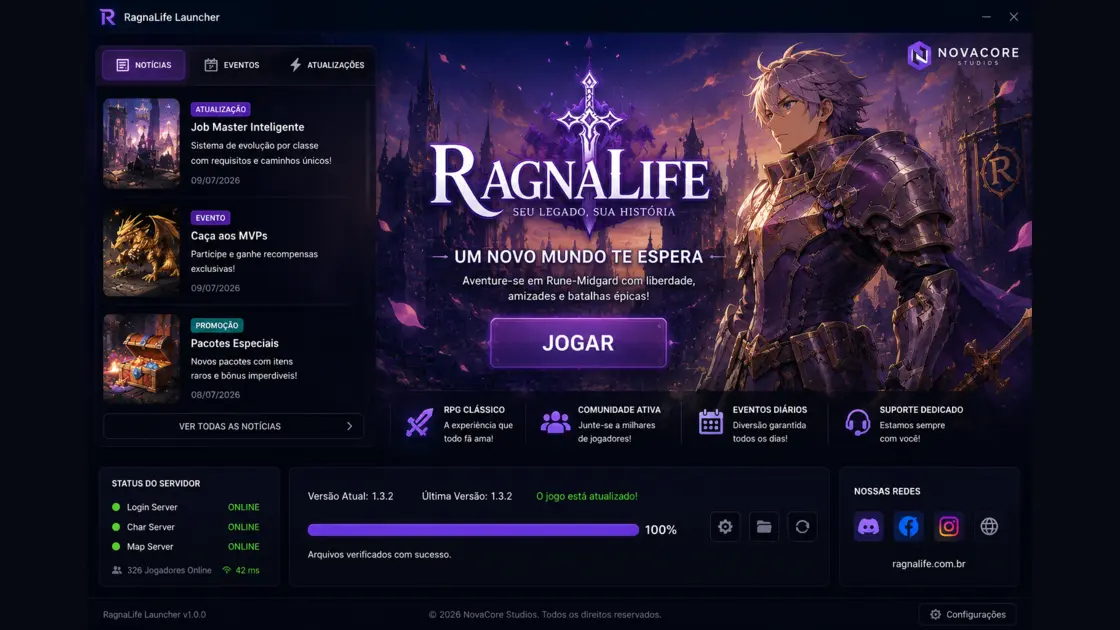 Interface do RagnaLife Launcher