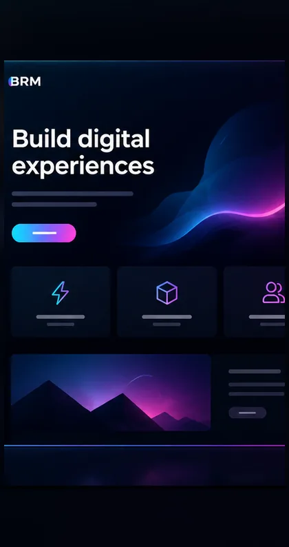 Três exemplos de Templates BRM: portfólio, landing page e painel
